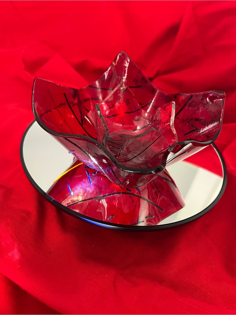 Decorative Red Art Glass Bowl